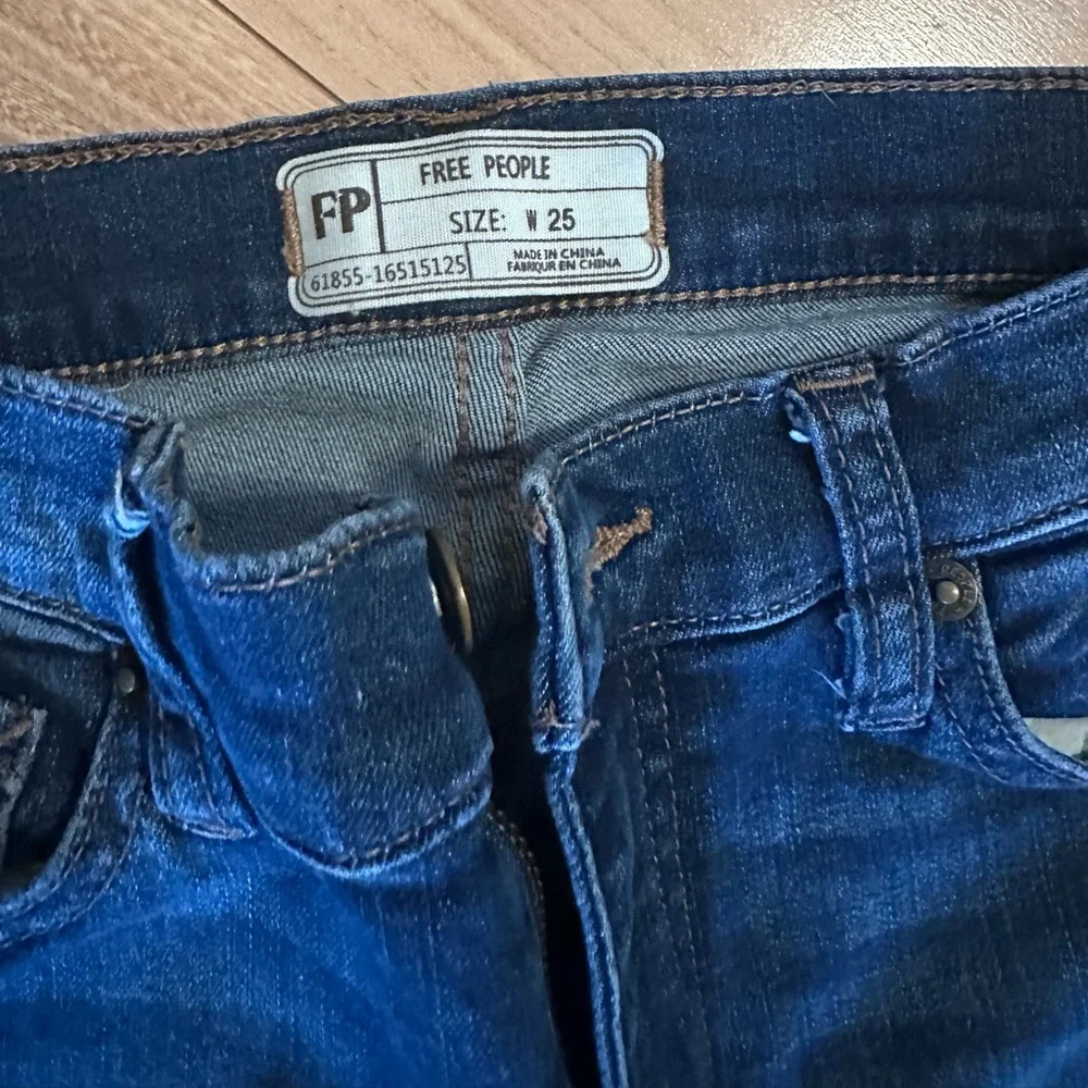 Free People Dark Blue Distressed Skinny Jeans - Picture 2 of 2